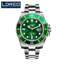 Load image into Gallery viewer, 2019 New 20bar Diving Watch Automatic Luxury brand LOREO Sapphire Mechanical Watch Men Calendar Luminous Water Ghost Green Watch