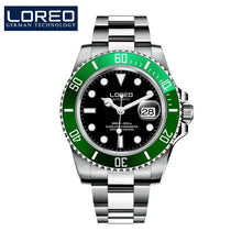 Load image into Gallery viewer, 2019 New 20bar Diving Watch Automatic Luxury brand LOREO Sapphire Mechanical Watch Men Calendar Luminous Water Ghost Green Watch