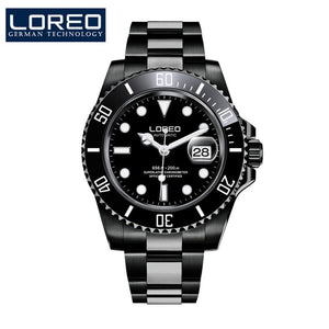 2019 New 20bar Diving Watch Automatic Luxury brand LOREO Sapphire Mechanical Watch Men Calendar Luminous Water Ghost Green Watch