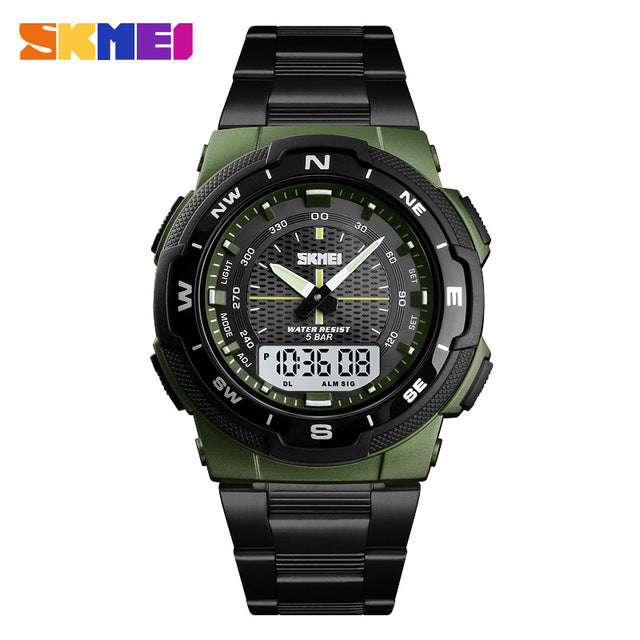 SKMEI Watch Men's Watch Fashion Sports Watches Stainless Steel Mens Watches Stopwatch Chronograph Waterproof Wrist Watch Men