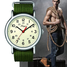 Load image into Gallery viewer, Hot Stylish Cool Men&#39;s Watch Arabic Numerals 24 Hour Military Time Nylon Belt Watch Clock Men Quartz WristWatch Reloj Hombre #F