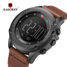 Load image into Gallery viewer, KADEMAN Military Sports Men&#39;s Watch Digital Display Waterproof Step Counter Leather Clock Top Luxury Brand LED Male Wristwatches