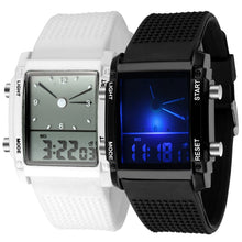 Load image into Gallery viewer, Men Square Dial Dual Time Day Display Alarm Colorful LED Sports Clock Electronic Wrist Watch New