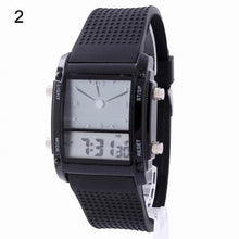 Load image into Gallery viewer, Men Square Dial Dual Time Day Display Alarm Colorful LED Sports Clock Electronic Wrist Watch New