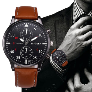 MIGEER 2019 Top Brand Luxury Stainless Steel Retro Design Leather Band Analog Alloy Quartz Wrist Watch Relogio Masculino Clock Q