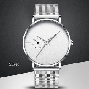 Ultra Thin Men Watches Casual Minimalism Brand Quartz Simple Blue Pointer WristWatch Mesh Strap Business Relogio Masculino