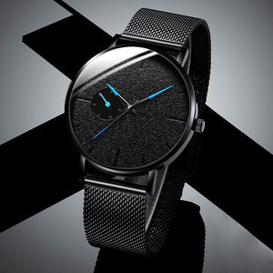 Ultra Thin Men Watches Casual Minimalism Brand Quartz Simple Blue Pointer WristWatch Mesh Strap Business Relogio Masculino