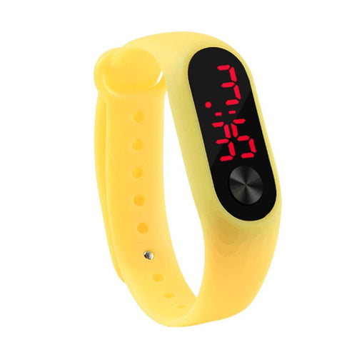 Men Women Casual Sports Bracelet Watches White LED Electronic Digital Candy Color Silicone Wrist Watch for Children Kids