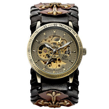 Load image into Gallery viewer, SHENHUA Retro Gothic Bronze Skeleton Automatic Mechanical Watch Men Steampunk Self Winding Clock Tourbillon Watch Reloj Hombre