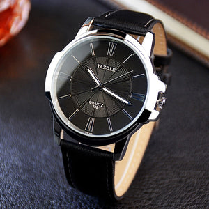 YAZOLE Top Brand Men's Watches Luxury Leather Watchband Large Dial Men Wrist Watch Simple men watch reloj hombre montre homme