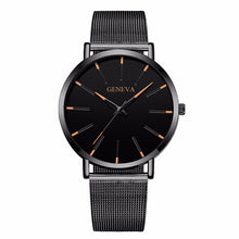 Load image into Gallery viewer, Hot Fashion Men Black Stainless Steel Mesh Belt GENEVA Watch Luxury Men Sport Watch Quartz Clock Relogio Masculino