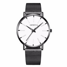 Load image into Gallery viewer, Hot Fashion Men Black Stainless Steel Mesh Belt GENEVA Watch Luxury Men Sport Watch Quartz Clock Relogio Masculino