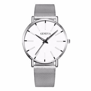 Hot Fashion Men Black Stainless Steel Mesh Belt GENEVA Watch Luxury Men Sport Watch Quartz Clock Relogio Masculino