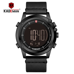 KADEMAN Military Sports Men's Watch Digital Display Waterproof Step Counter Leather Clock Top Luxury Brand LED Male Wristwatches