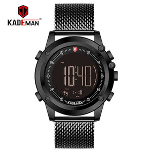 KADEMAN Military Sports Men's Watch Digital Display Waterproof Step Counter Leather Clock Top Luxury Brand LED Male Wristwatches