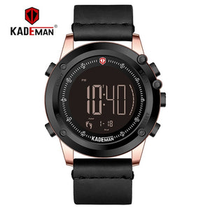 KADEMAN Military Sports Men's Watch Digital Display Waterproof Step Counter Leather Clock Top Luxury Brand LED Male Wristwatches