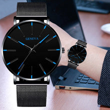 Load image into Gallery viewer, New Business Men&#39;s Watch Black Quartz Alloy Mesh Strap Ultra Thin Universal Male Casual Sports Wrist Watch Relojes Para Hombre