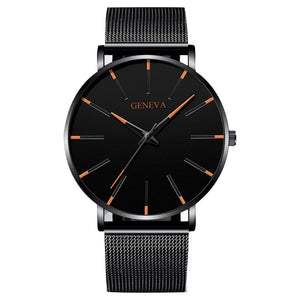 New Business Men's Watch Black Quartz Alloy Mesh Strap Ultra Thin Universal Male Casual Sports Wrist Watch Relojes Para Hombre