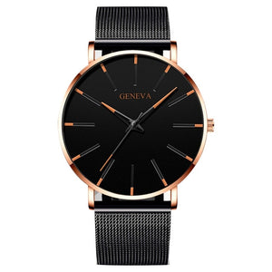 New Business Men's Watch Black Quartz Alloy Mesh Strap Ultra Thin Universal Male Casual Sports Wrist Watch Relojes Para Hombre