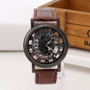 Watch 2019 reloj Skeleton Wrist Watch Men Style Leather Belt Men Women Unisex Quartz Watches Hollow Watches relogio masculino #A