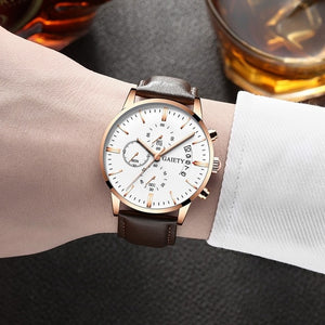 2019 relogio masculino watches men Fashion Sport Stainless Steel Case Leather Band watch Quartz Business Wristwatch reloj hombre