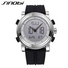 Load image into Gallery viewer, New SINOBI brand Sports Chronograph Men&#39;s Wrist Watches Digital Quartz double Movement Waterproof Diving Watchband Males Clock