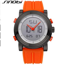 Load image into Gallery viewer, New SINOBI brand Sports Chronograph Men&#39;s Wrist Watches Digital Quartz double Movement Waterproof Diving Watchband Males Clock