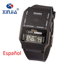 Load image into Gallery viewer, Simple Old Men and Women Talking Watch Speak Spanish Portugues Electronic Digital Sports WristWatches For The Blind People Elder