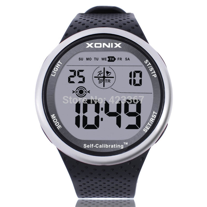 Mens Sports Watches Self Calibrating Digital Watch Waterproof 100m Multifunctional Swim Diver Outdoor Wristwatch