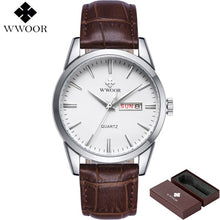 Load image into Gallery viewer, Brand Luxury Men&#39;s Watch Date Day Genuine Leather Strap Sport Watches Male Casual Quartz Watch Men Wristwatch Famous WWOOR Clock