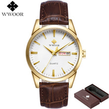 Load image into Gallery viewer, Brand Luxury Men&#39;s Watch Date Day Genuine Leather Strap Sport Watches Male Casual Quartz Watch Men Wristwatch Famous WWOOR Clock