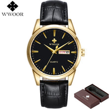 Load image into Gallery viewer, Brand Luxury Men&#39;s Watch Date Day Genuine Leather Strap Sport Watches Male Casual Quartz Watch Men Wristwatch Famous WWOOR Clock