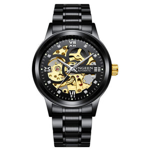 FNGEEN Number Sport Design Bezel Golden Watch Mens Watches Top Brand Luxury Montre Homme Clock Men Automatic Skeleton WristWatch