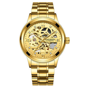 FNGEEN Number Sport Design Bezel Golden Watch Mens Watches Top Brand Luxury Montre Homme Clock Men Automatic Skeleton WristWatch