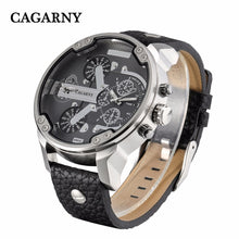 Load image into Gallery viewer, Cagarny Mens Watches Top Brand Luxury Black Leather Quartz Wrist Watch Men Sport Male Clock Man Military Relogio Masculino 6820