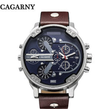 Load image into Gallery viewer, Cagarny Mens Watches Top Brand Luxury Black Leather Quartz Wrist Watch Men Sport Male Clock Man Military Relogio Masculino 6820