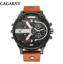 Load image into Gallery viewer, Cagarny Mens Watches Top Brand Luxury Black Leather Quartz Wrist Watch Men Sport Male Clock Man Military Relogio Masculino 6820