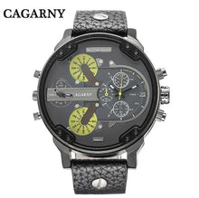 Load image into Gallery viewer, Cagarny Mens Watches Top Brand Luxury Black Leather Quartz Wrist Watch Men Sport Male Clock Man Military Relogio Masculino 6820