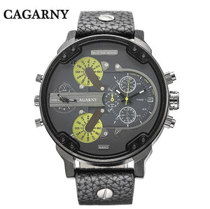 Cagarny Mens Watches Top Brand Luxury Black Leather Quartz Wrist Watch Men Sport Male Clock Man Military Relogio Masculino 6820