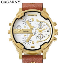 Load image into Gallery viewer, Cagarny Mens Watches Top Brand Luxury Black Leather Quartz Wrist Watch Men Sport Male Clock Man Military Relogio Masculino 6820