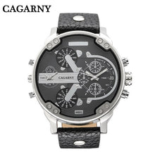 Load image into Gallery viewer, Cagarny Mens Watches Top Brand Luxury Black Leather Quartz Wrist Watch Men Sport Male Clock Man Military Relogio Masculino 6820