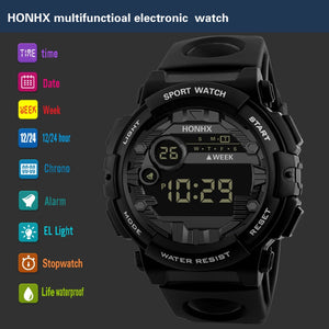 2019 New Luxury HONHX Mens Digital LED Watch Digital Date Alarm Waterproof Sport Men Outdoor Electronic Watch Clock Dropshipping