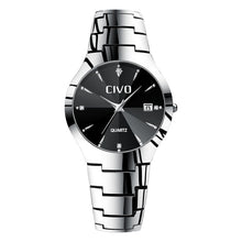 Load image into Gallery viewer, CIVO Luxury Couple Watches Black Silver Full Steel Waterproof Date Quartz Watch Men For Man Women Clock Gift For Lover Wife